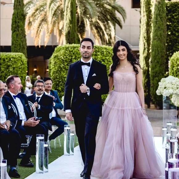 Blush pink full length tulle gown, size XS! - Picture 4 of 5